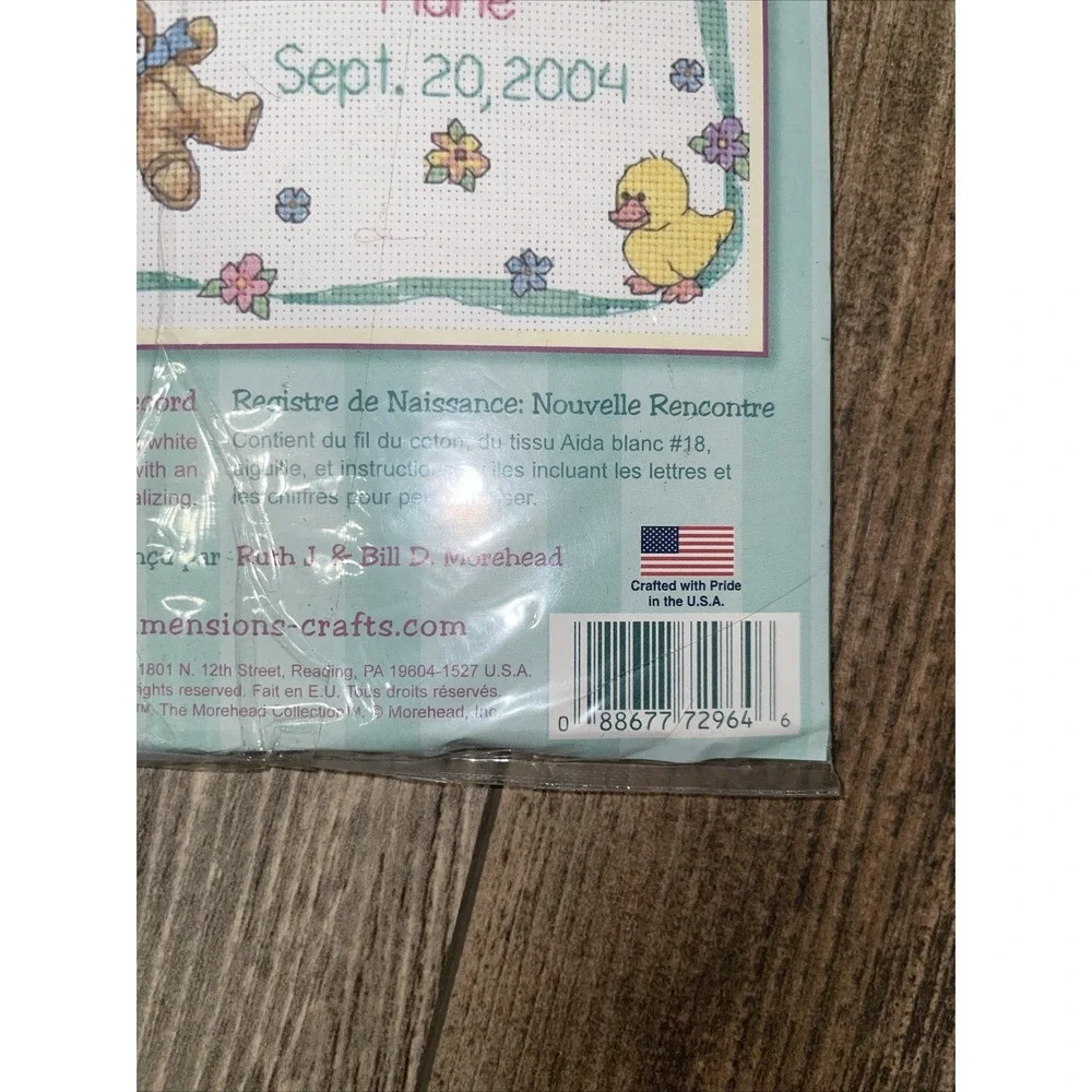 Dimensions Baby Hugs Birth Record Counted Cross Stitch Embroidery Kit 72964 NOS‎